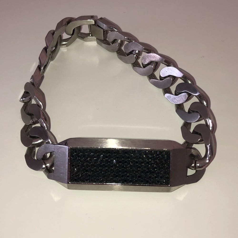 Swarovski Cuban Link Tag Silver Bracelet